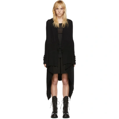 Rick Owens Draped Long Cardigan In 09 Black