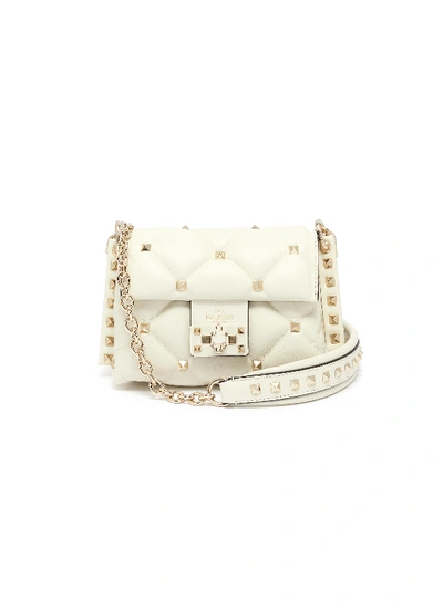 Valentino Garavani 'candystud' Mini Quilted Leather Shoulder Bag In Light Ivory