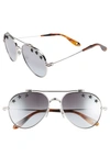 GIVENCHY STAR DETAIL 58MM MIRRORED AVIATOR SUNGLASSES - PALLADIUM/ GREY AZURE,GV7057STAR