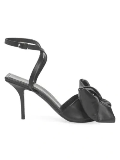 Balenciaga Women's Square Knife Bow Leather Sandals In Black