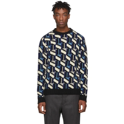 Prada Geometric Intarsia Front Jumper In Multicolour