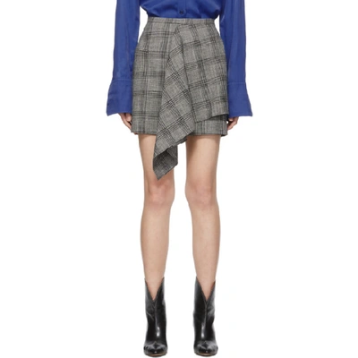 Isabel Marant Doleyli Draped Checked Cotton-blend Mini Skirt In Grey
