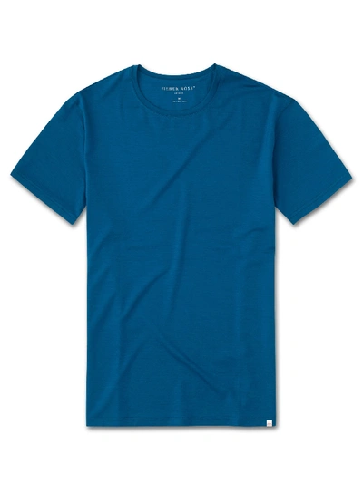 Derek Rose Men's Short Sleeve T-shirt Basel 7 Micro Modal Stretch Ocean