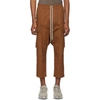 RICK OWENS RICK OWENS BROWN CROPPED DRAWSTRING CARGO TROUSERS