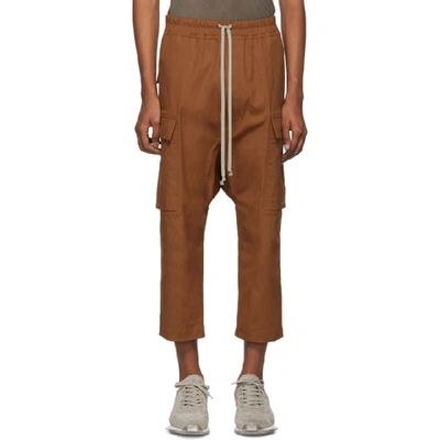 Rick Owens Cropped Track Trousers In 173 Rust