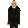 RICK OWENS RICK OWENS BLACK SHEARLING TRUCKER BIKER JACKET