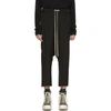 RICK OWENS RICK OWENS BLACK DRAWSTRING CROPPED LOUNGE PANTS