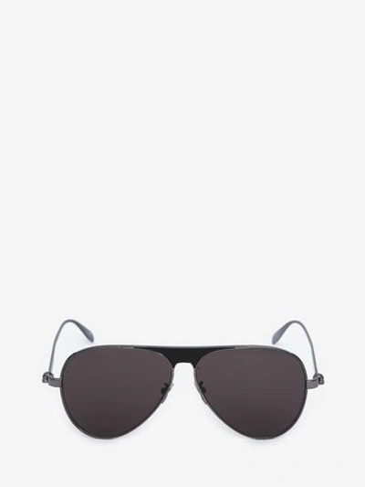 Alexander Mcqueen Aviator Mask Frame In Ruthenium