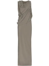 RICK OWENS GATHERED COWL-NECK EVENING GOWN