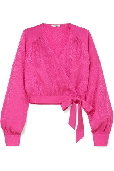 Art Dealer Chloe Silk-jacquard Wrap Top In Fuchsia