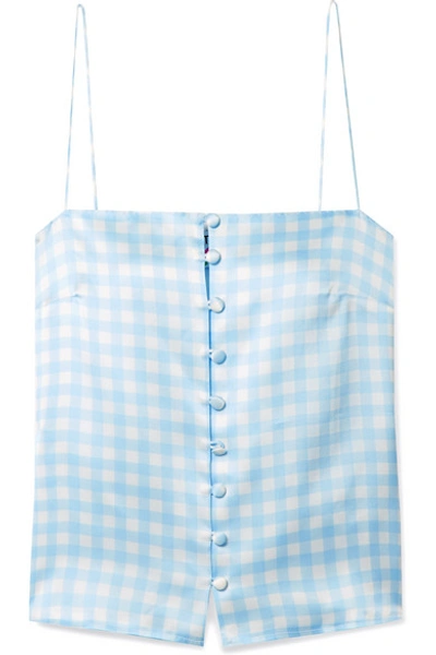 Bernadette Florence Gingham Silk-satin Camisole In Blue