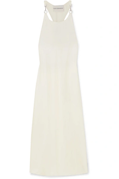 Rudi Gernreich Embellished Silk-satin Maxi Dress In White