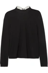 RED VALENTINO TIE-DETAILED WOOL, SILK AND CASHMERE-BLEND SWEATER