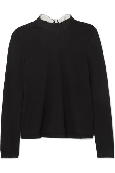 Red Valentino Tie-detailed Wool, Silk And Cashmere-blend Sweater In Black