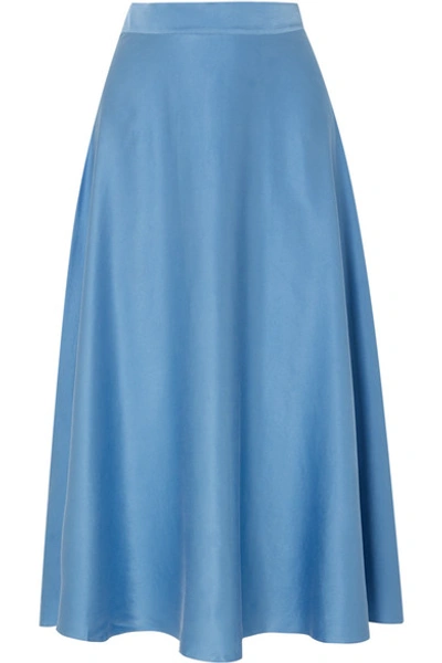 Aross Girl X Soler Alex Silk-satin Midi Skirt In Light Blue