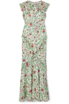 SALONI TAMARA RUFFLED FLORAL-PRINT SILK-GEORGETTE MAXI DRESS