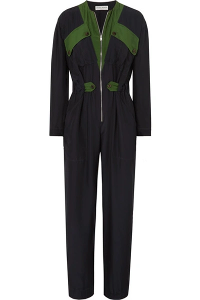 Sonia Rykiel Color-block Silk Jumpsuit In Navy