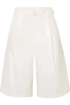 VINCE BELTED PLEATED COTTON-BLEND TWILL SHORTS