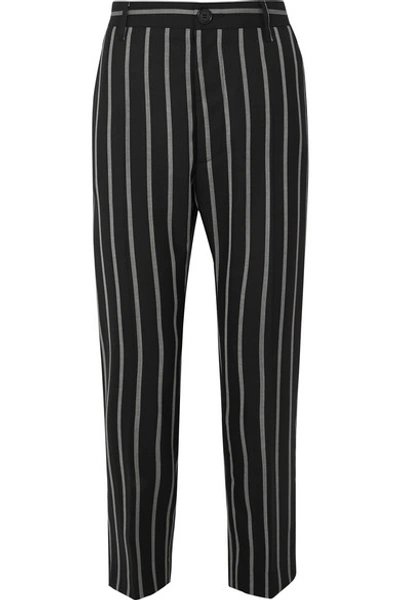 Vivienne Westwood James Bond Cropped Striped Wool Slim-leg Pants In Black/white Stripes