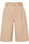 VINCE BELTED COTTON-BLEND TWILL SHORTS