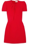 Alexander Mcqueen Leaf Crepe Draped Neck Mini Dress In Red
