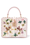 DOLCE & GABBANA LILIUM EMBELLISHED FLORAL-PRINT TEXTURED-LEATHER TOTE