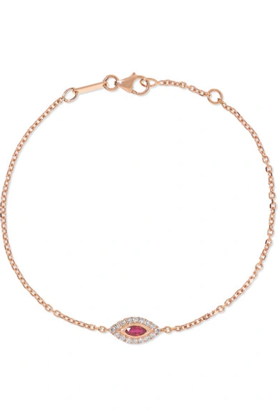Anita Ko Evil Eye 18-karat Rose Gold, Ruby And Diamond Bracelet