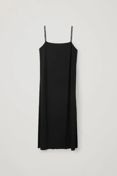 Cos Jersey Dress With Narrow Straps In Black
