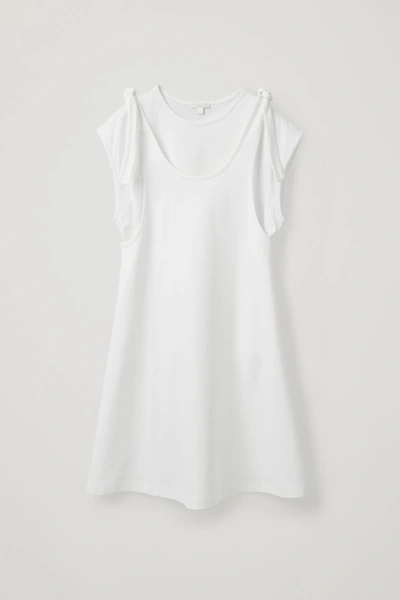 Cos Knotted Double Layer Dress In White