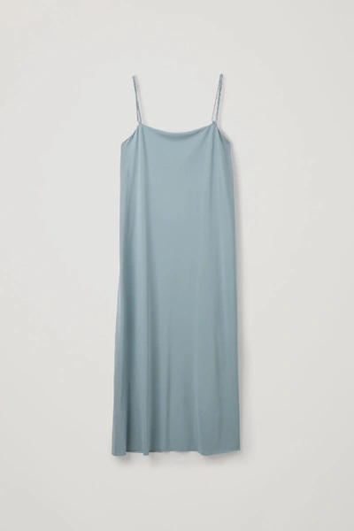 Cos Jersey Dress With Narrow Straps In Turquoise