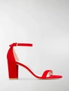 Stuart Weitzman 80mm Nearly Nude Suede Sandals In Red