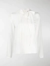 RED VALENTINO PLEATED FRONT BLOUSE,SR3ABB2523H14121203
