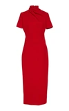 BRANDON MAXWELL EXCLUSIVE DRAPED WOOL-CREPE MIDI DRESS,756642