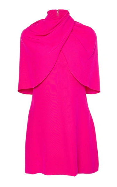 Brandon Maxwell Draped Cape-effect Silk-crepe Mini Dress In Pink