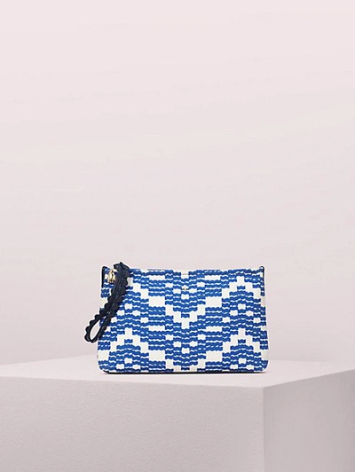 Kate Spade On Purpose Canvas Wristlet In Blue Wave