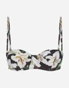 DOLCE & GABBANA LILY-PRINT BALCONETTE BIKINI TOP