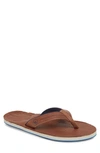 Hari Mari X Peter Millar Leather Flip Flop In Dark Chocolate Leather