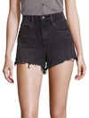 Alexander Wang Bite Hi-rise Frayed Denim Shorts In Grey Aged