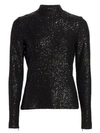 ST JOHN Sequin Knit Mockneck Top