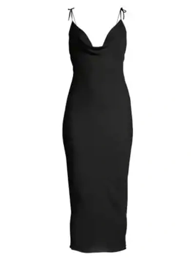 Kiki De Montparnasse Tie Strap Midi Slip Dress In Black