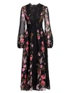GIAMBATTISTA VALLI Ramage Rose Silk Puff-Sleeve Midi Dress