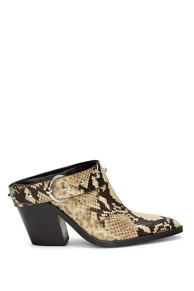 Rebecca Minkoff Sallest Too Snakeskin-embossed Leather Mules In Butter