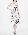 CALVIN KLEIN FLORAL-PRINT A-LINE MIDI DRESS