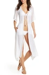 Elan Crochet Panel Swim Cover-up In White