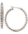 GIVENCHY SILVER-TONE INSIDE-OUT CRYSTAL MEDIUM HOOP EARRINGS