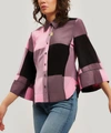 GANNI CHECK WIDE SLEEVE SHIRT,5057865657257