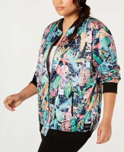 Calvin Klein Performance Plus Size Printed Bomber Jacket In Multi Combo