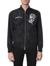 ALEXANDER MCQUEEN SKULL AND ROSE PRINTED BOMBER JACKET,10973753