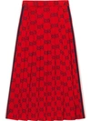 GUCCI GG JERSEY SKIRT WITH RED WEB RIBBON