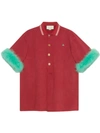 GUCCI OVERSIZE COTTON POLO SHIRT WITH FEATHERS